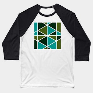 Inverted Blue Green Geometric Abstract Acrylic Painting II Baseball T-Shirt